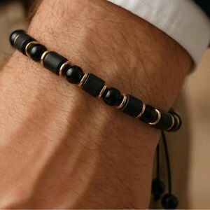 Black and Gold Beaded Bracelet